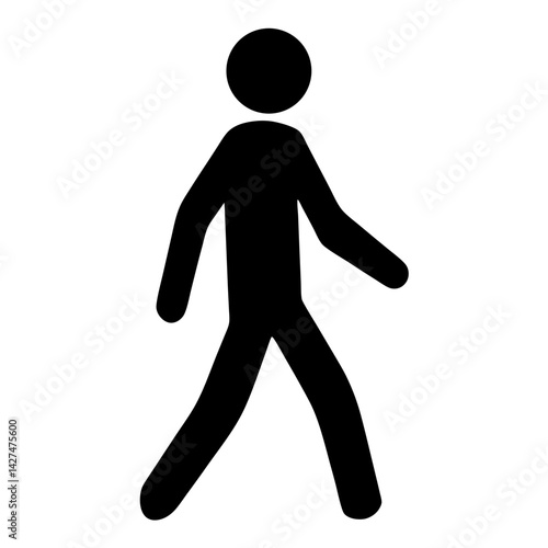 Simple black silhouette of a person walking on a white background image