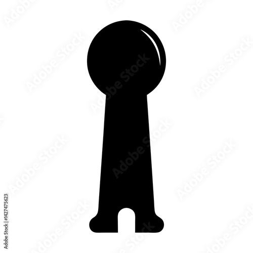 Isolated black keyhole silhouette symbolizing security, access, and mystery on white background