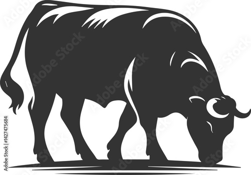 Angus cattle grazing silhouette
