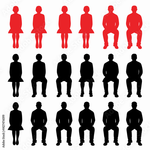 Set of 26 Black Silhouette People