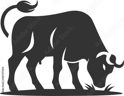 Angus cattle grazing silhouette