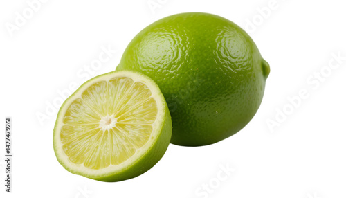 Bright green lime fruit slices