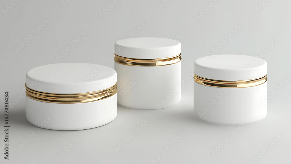 Blank white cosmetic skincare makeup containers. 3D Render
Blank white cosmetic skincare makeup containers. 3D Render