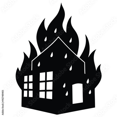 Cute Burning Building Illustration