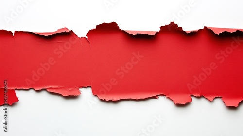 Wallpaper Mural Red Ripped Paper Strips with Torn Edges Isolated on White Background Torontodigital.ca