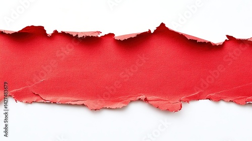 Wallpaper Mural Red Ripped Paper Strips with Torn Edges Isolated on White Background Torontodigital.ca