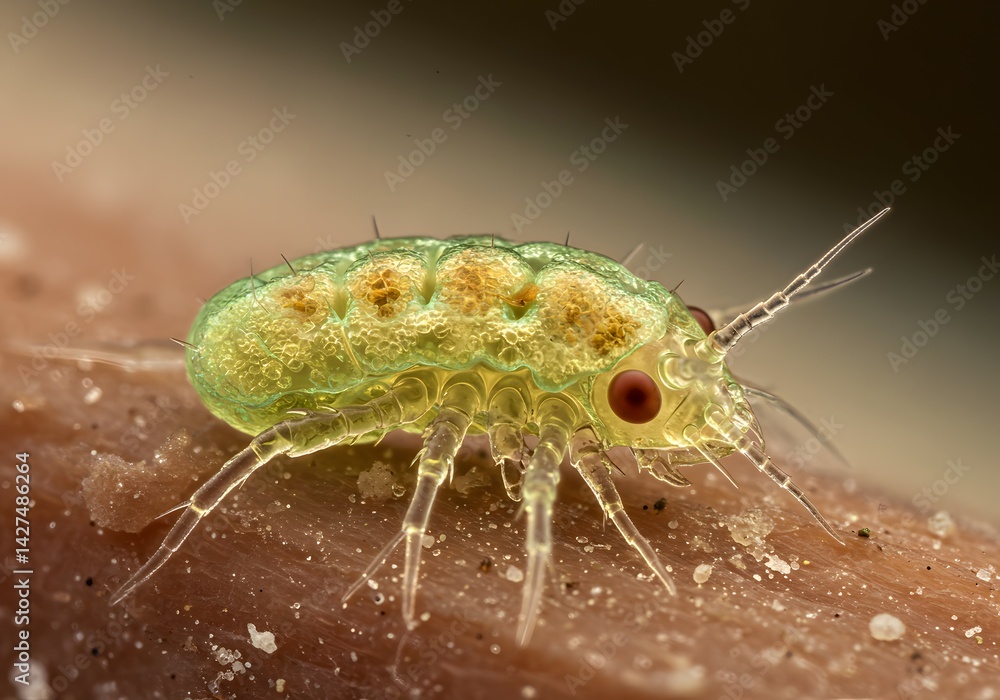 Microscopic Green Isopod A Detailed Close-Up Microscopic Green Isopod A Detailed Close-Up