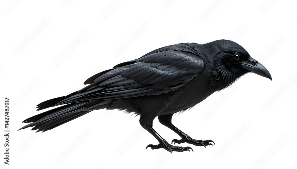 Fototapeta premium Single raven dark silhouette portrait