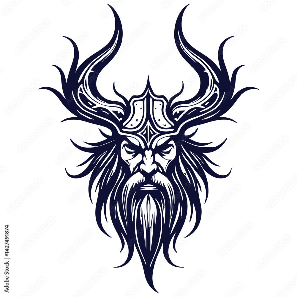 Fototapeta premium viking head tribal tatto vector design