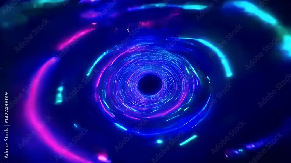 Neon Vortex Tunnel Effect with Blue Pink and Green Lights Abstract Motion Background Neon Vortex Tunnel Effect with Blue Pink and Green Lights Abstract Motion Background