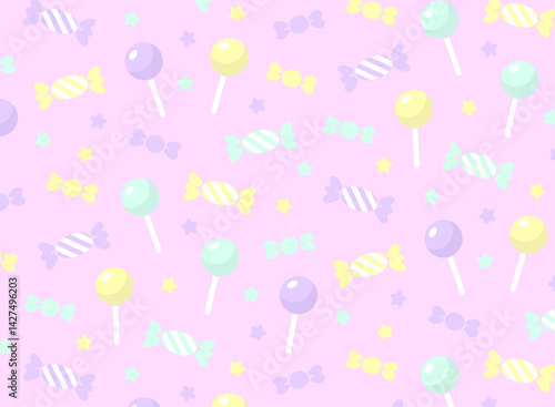キャンディ柄の可愛いシームレスなパターン