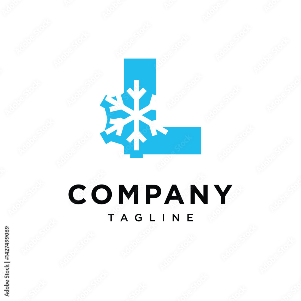 Obraz premium Letter L Snow Logo Icon Vector