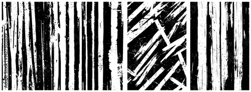 Grunge Vertical Line and Diagonal Scratch Texture Set, Distressed Black and White Ink Splatter Backgrounds