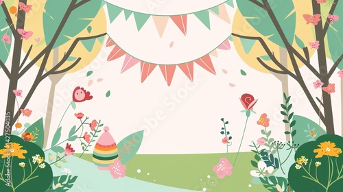 Spring Bank Holiday Natural Background: Spreading the Fresh, Cozy and Full - of - Vigor Scene of Spring Bank Holiday with Natural Phenomena