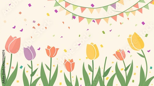 Spring Bank Holiday Natural Background: Spreading the Fresh, Cozy and Full - of - Vigor Scene of Spring Bank Holiday with Natural Phenomena