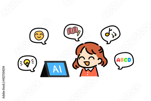 子供　タブレット学習　勉強　教育　学習