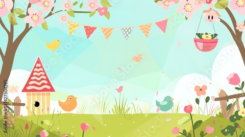 Spring Bank Holiday Natural Background: Spreading the Fresh, Cozy and Full - of - Vigor Scene of Spring Bank Holiday with Natural Phenomena