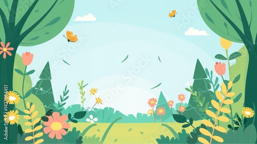 Spring Bank Holiday Natural Background: Spreading the Fresh, Cozy and Full - of - Vigor Scene of Spring Bank Holiday with Natural Phenomena