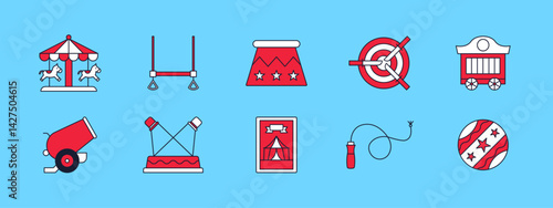 Circus icons set. Circus vector icon concept. Simple vector line icons.