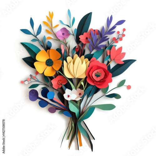 Wallpaper Mural Vibrant paper flower bouquet Torontodigital.ca