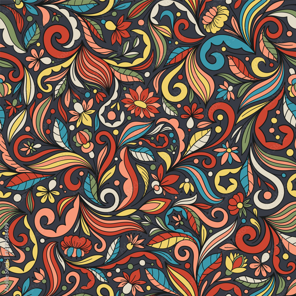Psychedelic Garden Swirling florals in vibrant hues create a mesmerizing pattern Psychedelic Garden Swirling florals in vibrant hues create a mesmerizing pattern