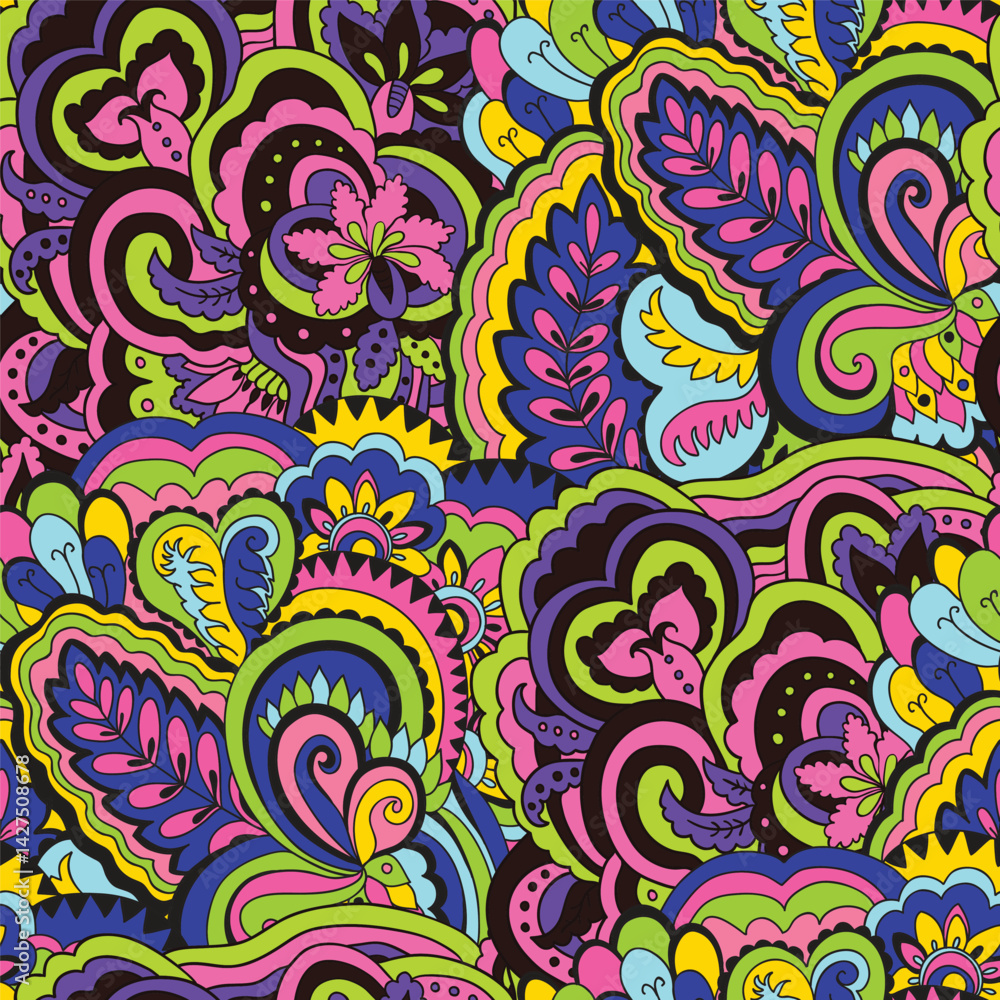 Psychedelic Paisley Dreamscape A vibrant swirling abstract design Psychedelic Paisley Dreamscape A vibrant swirling abstract design