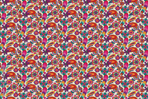 Retro psychedelic floral pattern with teardrop shapes  funky blossoms