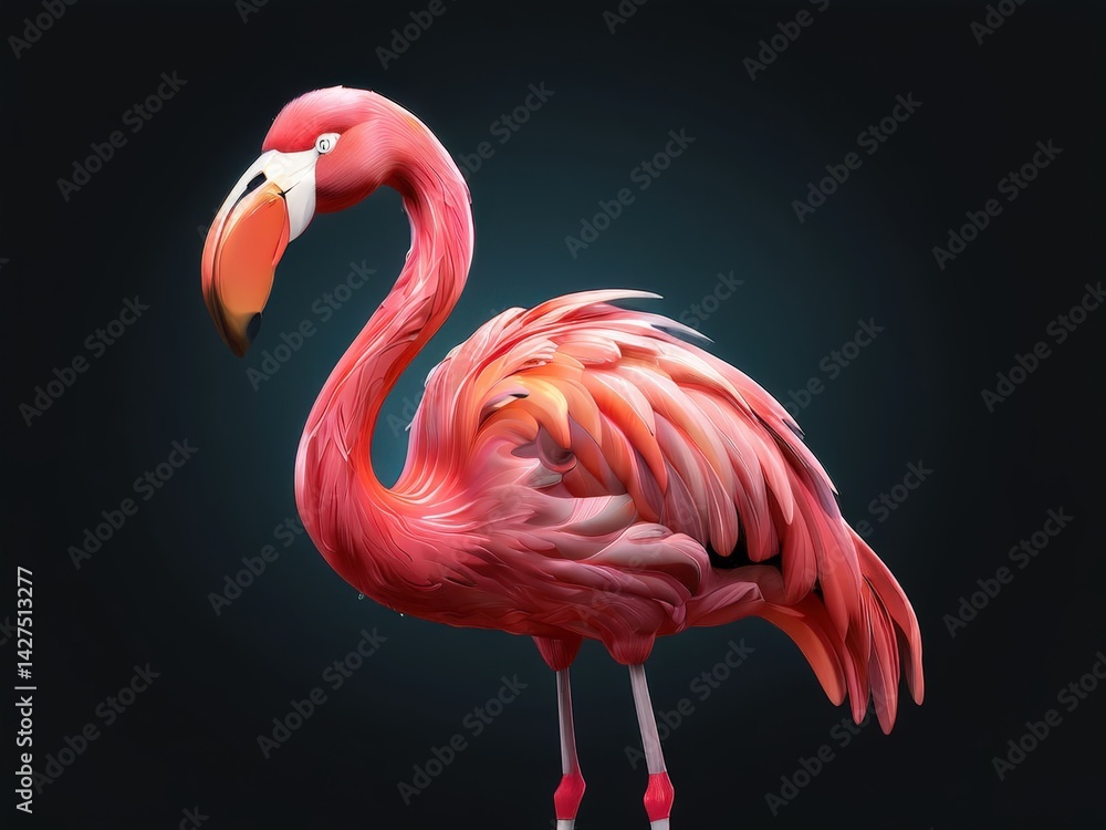 Obraz premium an AI Image Generator, Close-Up Artwork of a Pink Flamingo