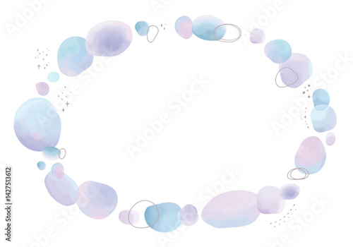 バブルのような水彩マーブルのフレーム
