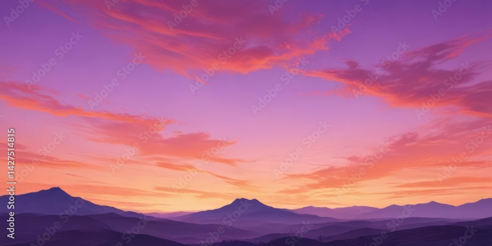 Obraz premium Fiery orange and violet sunset hues blend in abstract watercolor wash , heavenly, dramatic