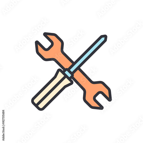 Repair tool colored icons, minimalist vector illustration ,simple transparent graphic element .Isolated on white background