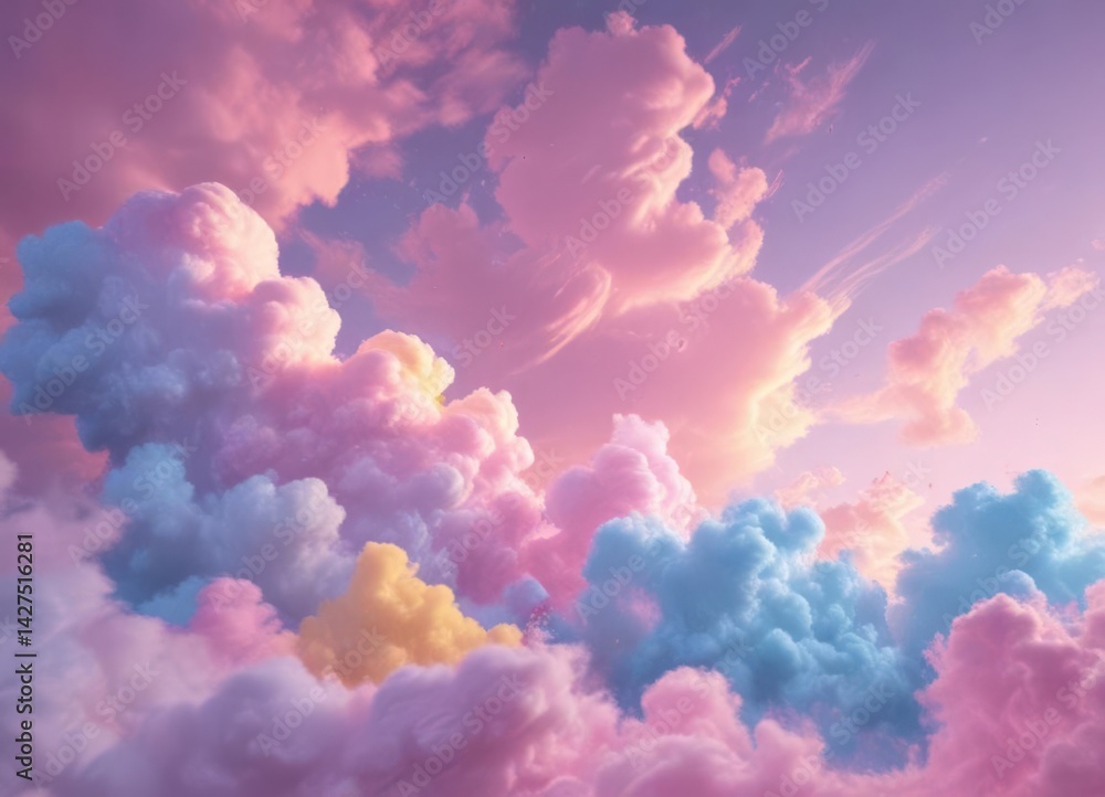 Fuzzy pink, blue, and yellow blend, resembling a vibrant cotton candy sky , pastel, delicate Fuzzy pink, blue, and yellow blend, resembling a vibrant cotton candy sky , pastel, delicate