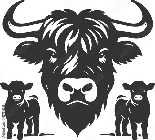 Silhouette of a cow head