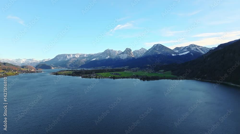 Aerial view of Lake Wolfgang in Austria. Aerial view of Lake Wolfgang in Austria.