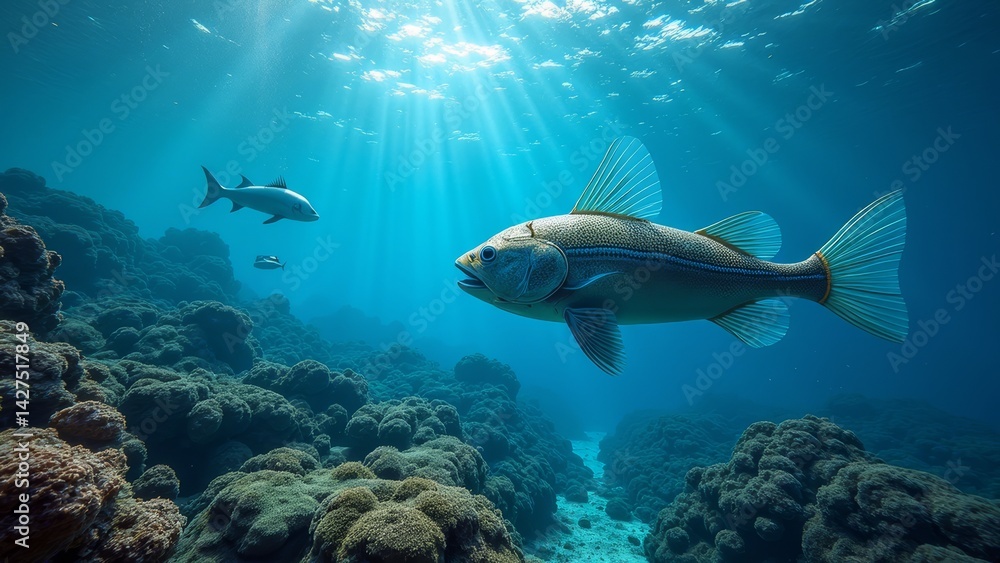 Fototapeta premium Future oriented underwater ecological scene map