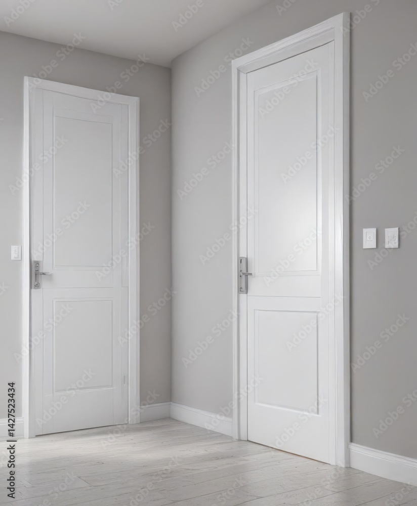 Fototapeta premium Modern white interior doors, various open & closed positions, isolated , furniture, isolated