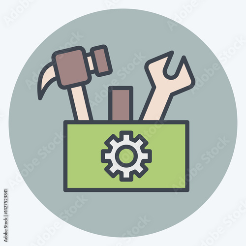 Icon Tool Box. related to Repair Tools symbol. color mate style. design editable