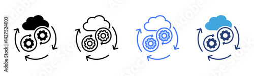 Devops icon sheet multiple style collection