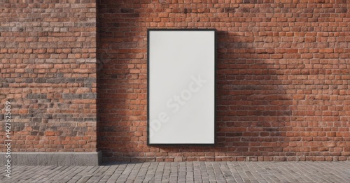 Modern poster mockup on brick wall, urban setting,  aged,  advertisement