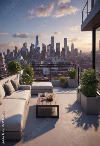 Wallpaper Mural Modern apartment, city skyline view from rooftop terrace,  condo,  property Torontodigital.ca