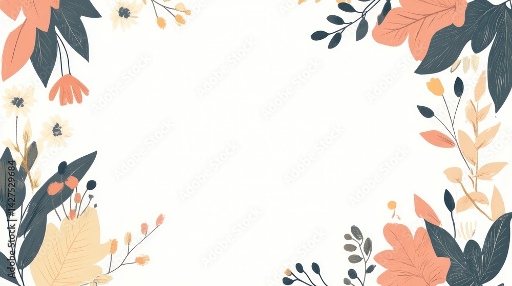 Floral autumnal border design Floral autumnal border design