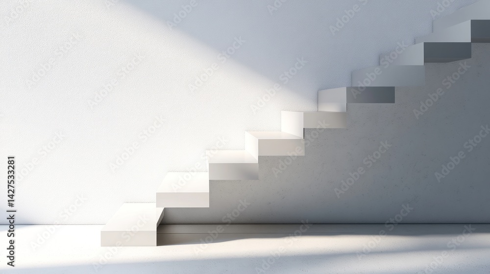 Minimalist stairway ascending into bright sunlight Minimalist stairway ascending into bright sunlight