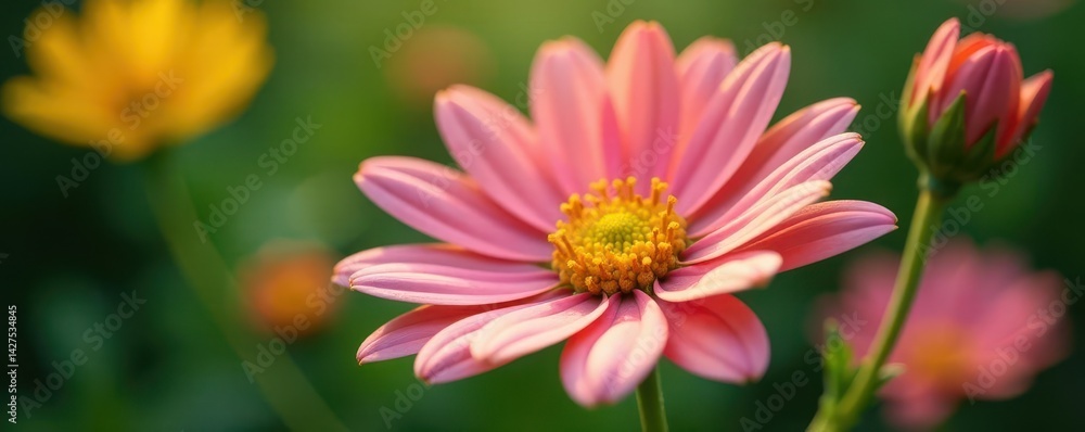 Close-up view of a common daisy, showcasing intricate details ,  photography, isolated,  flora