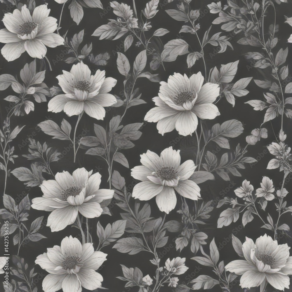 Fototapeta premium seamless pattern with white flowers