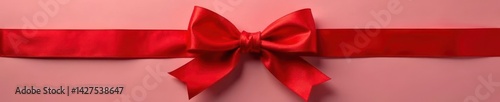 Crisp red grosgrain bow, neatly tied in a classic knot , close-up, image