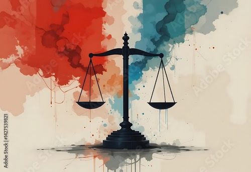 Scales of Justice: Watercolor Abstract Legal Art