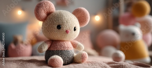 Wallpaper Mural A cozy photograph of a handmade knitted toy in a softly lit child’s room Torontodigital.ca