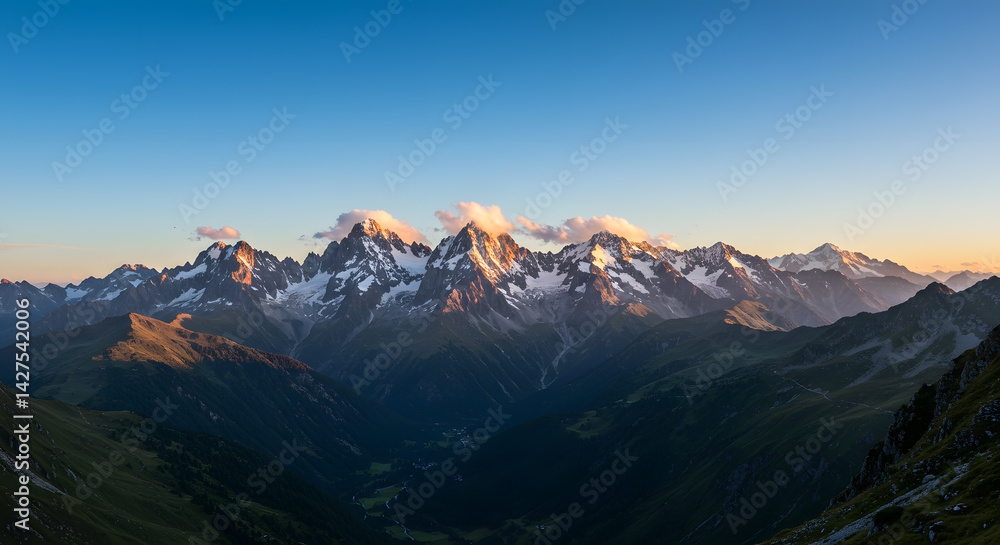 Fototapeta premium Snowy Mountains at Sunset