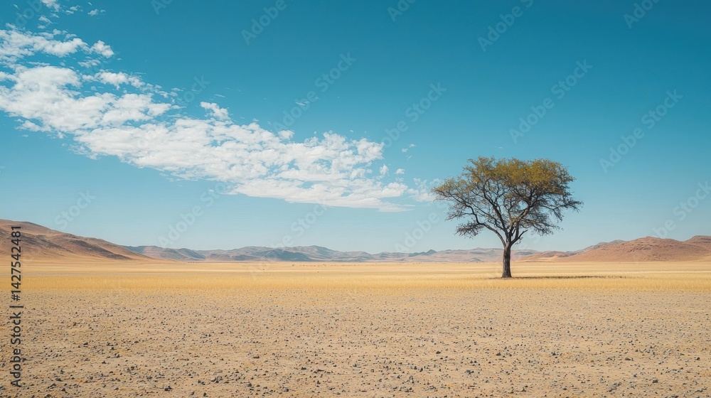 A lone tree standing in the middle of a wide, empty field. A lone tree standing in the middle of a wide, empty field.