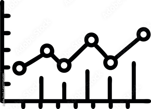 Chart Graph Outline Showing Fluctuating Growth with Transparent Background